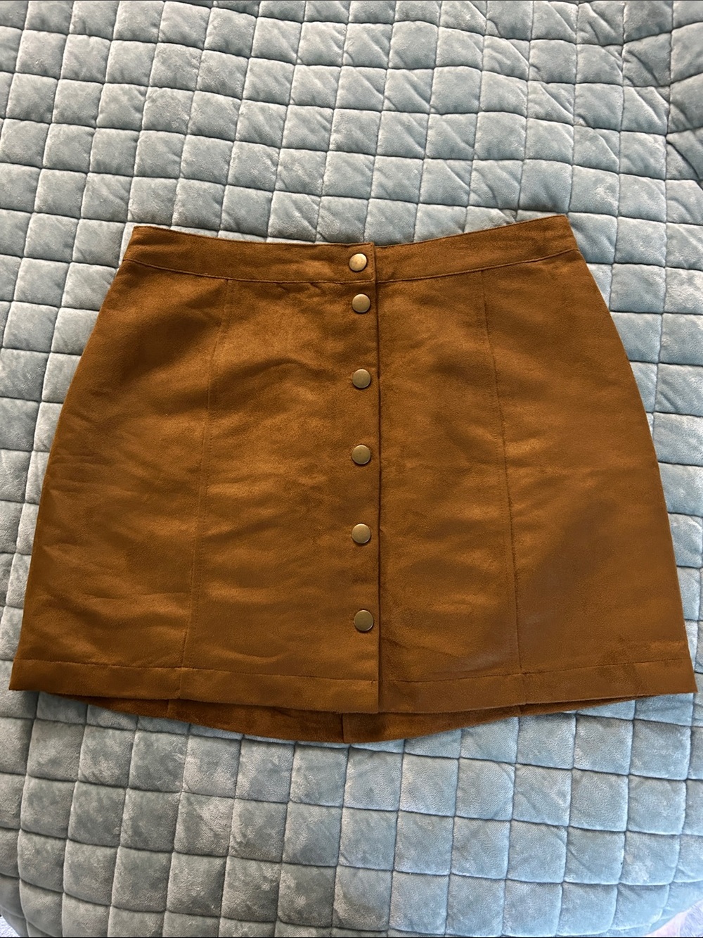 Old Navy Button-Front Camel Brown Faux Suede Mini Skirt